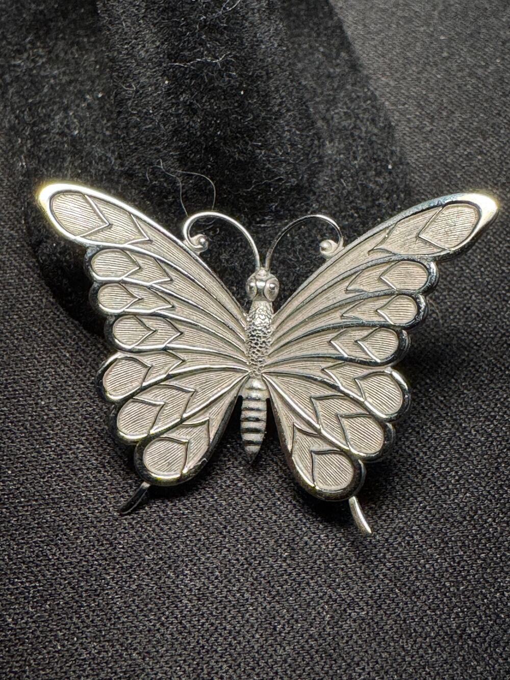 Vintage Beau Silver Butterfly Brooch
